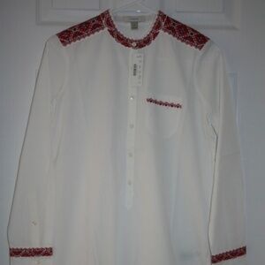 J.CREW EMBROIDERED TUNIC IN WHITE. SIZE: S. ITEM # 08403
